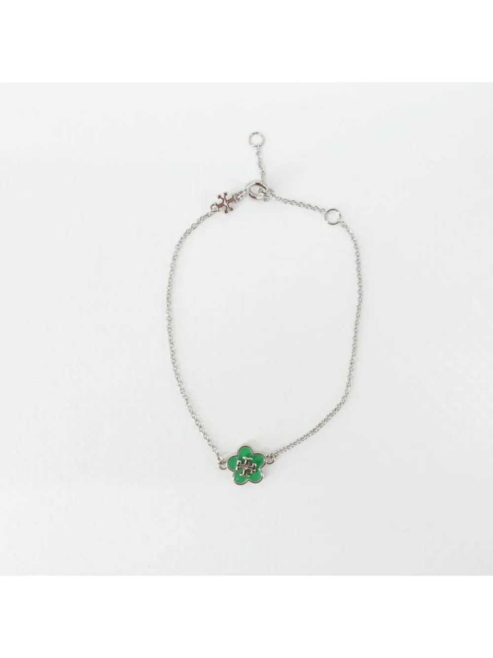 Tory Burch Kira Enamel Flower Chain Bracelet Green OS